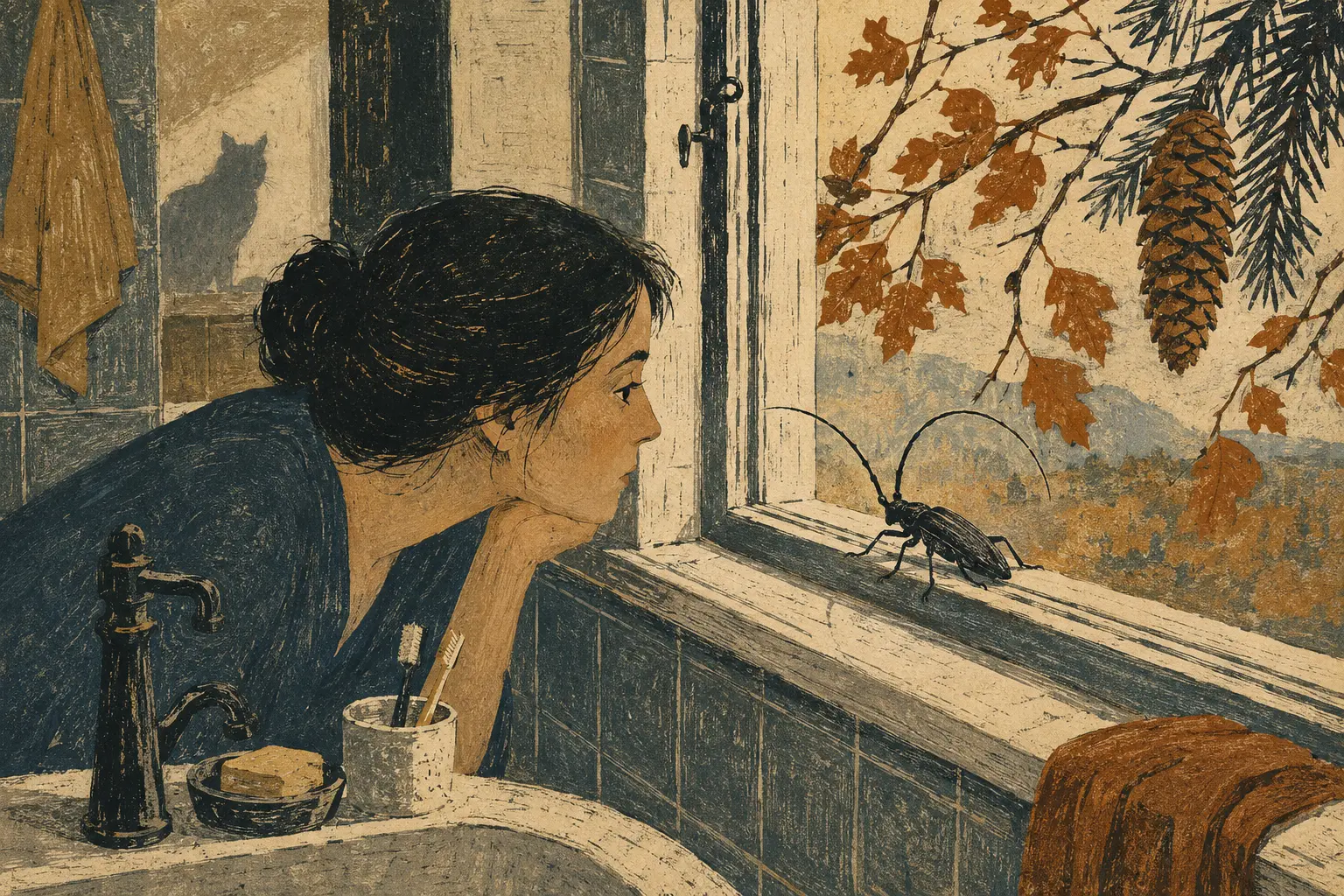 Illustration zur Kurzgeschichte „Der Käfer“