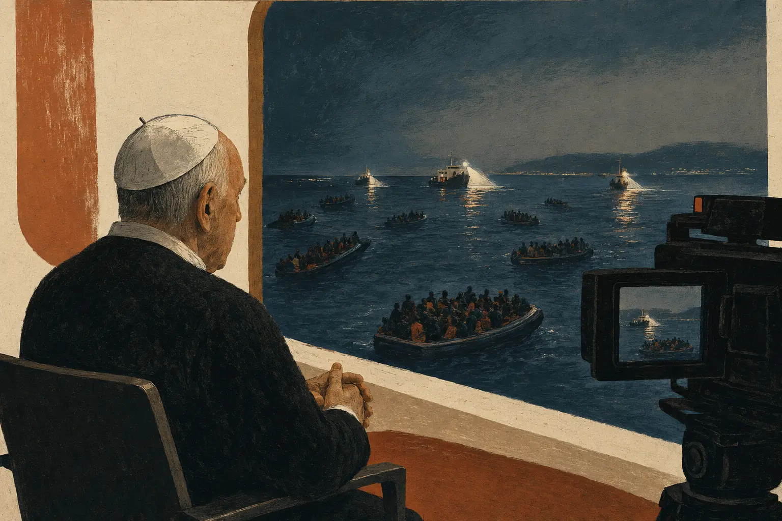 Illustration zur Kurzgeschichte „Der Papst und das Meer“